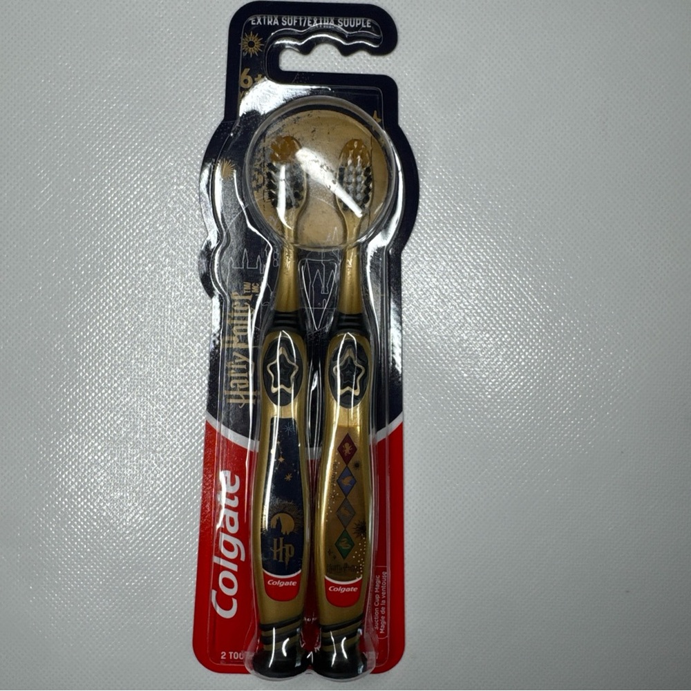 Colgate Harry Potter Kids Toothbrush Limited Edition Set 2 Extra Soft Gold New